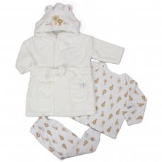 H33584: Baby Cuddly Bear Plush Dressing Gown & Pyjama Set (3-24 Months)